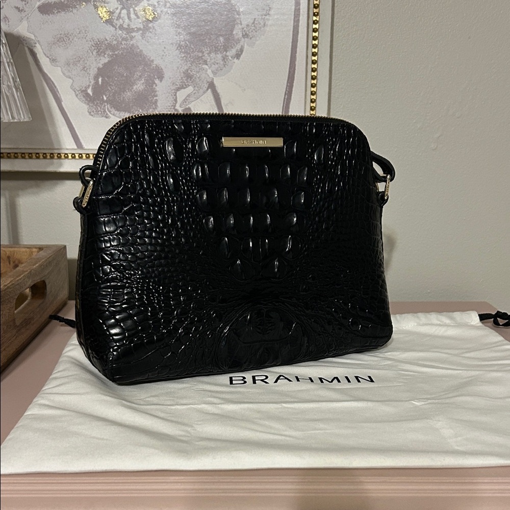 Brahmin Black Embossed Crossbody Bag